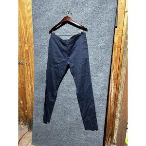 Theory Zaine Eco Chino Pants Mens 34x32 Blue Slim Tapered Linen Blend Casual